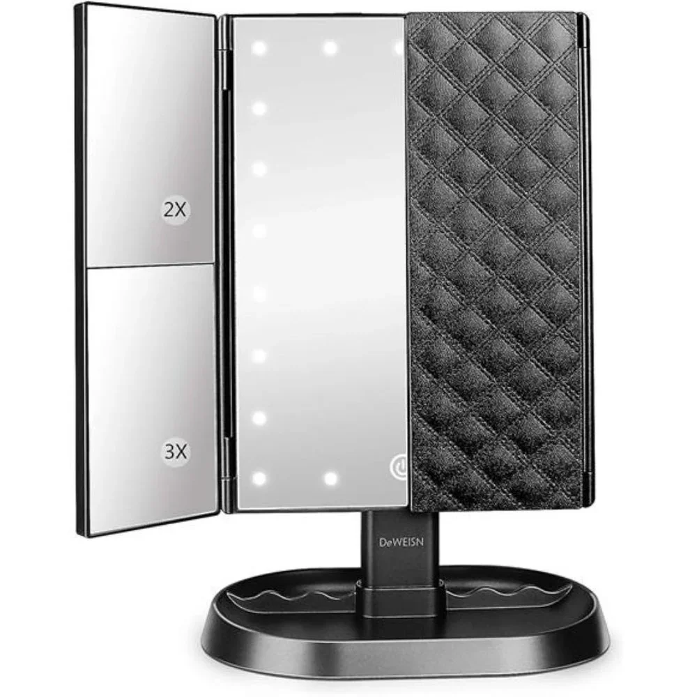 Trifold Lighted Vanity Makeup Mirror with 21 LEDs Lights,1x/2x/3x Magnification